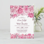 オールインワンピンクフラワーズウェディング 招待状 (スタンド正面)