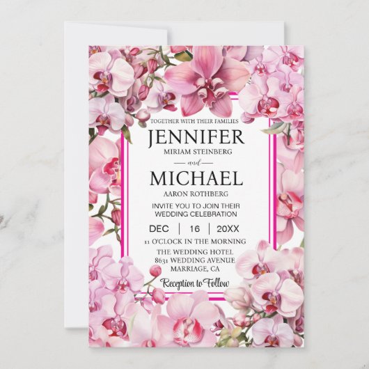 オールインワンピンクラン結婚式招待状 招待状 (正面)