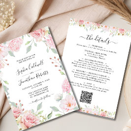 オールインワンピンクローズセージ緑結婚の 招待状