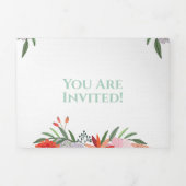 オールインワンピーチラベンダーレッドピンク結婚フローラ 三つ折り招待状 (カバー)