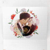 オールインワンピーチラベンダーレッドピンク結婚フローラ 三つ折り招待状 (内部最初)