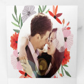 オールインワンピーチラベンダーレッドピンク結婚フローラ 三つ折り招待状 (内部最初)