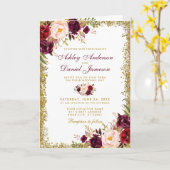 オールインワンフローラ結婚グリッターの招待状 カード (黄色い花)