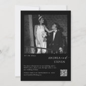 オールインワンブラックのミニマル結婚リスト 招待状 (裏面)