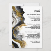 オールインワンブラックの金ゴールドは大理石を食べ結婚る 招待状 (裏面)