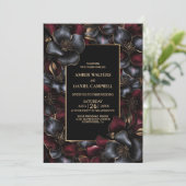 オールインワンブラックブルゴーニュグレー結婚フローラ 招待状 (スタンド正面)