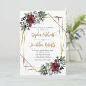 オールインワンブルガンディアマリリス金ゴールド結婚フローラ 招待状 (スタンド正面)