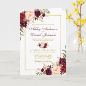 オールインワンブルゴーニュフローラ結婚のフォト招待状 カード (黄色い花)