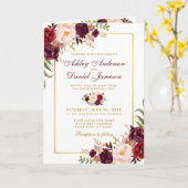 オールインワンブルゴーニュフローラ金ゴールド結婚式招待状 カード (黄色い花)