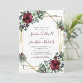 オールインワンブルゴーニュAmaryllisパイン金ゴールド結婚ズ 招待状 (スタンド正面)