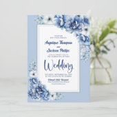 オールインワンブルーのフローラ結婚 招待状 (スタンド正面)
