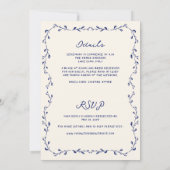 オールインワンブルーの手描き結婚式招待状 招待状 (裏面)