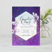 オールインワンプラムパープルフローラ結婚ズ 招待状 (スタンド正面)
