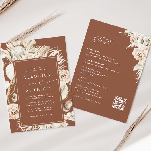 オールインワンプロテアパンパスグラステラコッタ結婚ズ 招待状