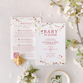 オールインワンベビー開花QRコードシャワー招待状 招待状