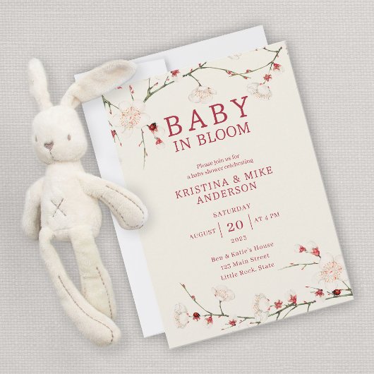 オールインワンベビー開花QRコードシャワー招待状 招待状