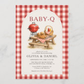 オールインワンベビーQギンガムBBQベビーシャワー 招待状 (正面)