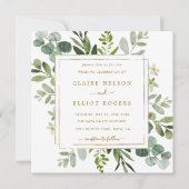 オールインワンボタニカル金ゴールド結婚グリーンズスクエア 招待状 (正面)