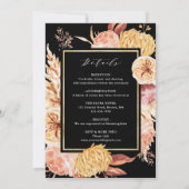 オールインワンボホーブルゴーニュテラコッタブラック結婚ズ 招待状 (裏面)