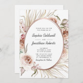 オールインワンボーフローラバラ金ゴールドメタリック結婚ズ 招待状 (正面/裏面)