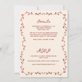 オールインワンマルーン手描き結婚式招待状 招待状 (裏面)