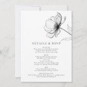 オールインワンミニマリストエレガントシックフローラ結婚 招待状 (裏面)