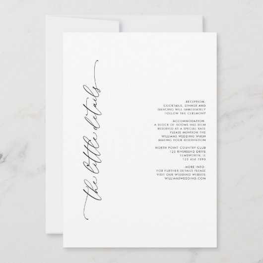 オールインワンミニマリスト白黒結婚の 招待状 (裏面)