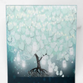 オールインワンミント赤面ブルーハートリーフ結婚ズ 三つ折り招待状 (内部最初)