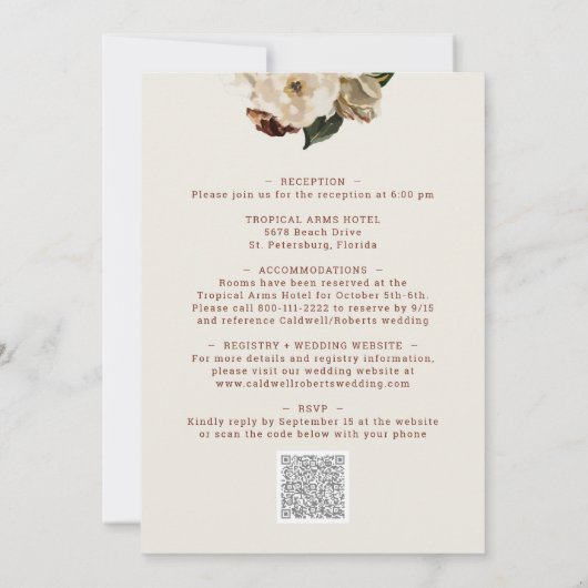 オールインワンムーディーズフローラテラコッタ結婚ズ 招待状 (裏面)