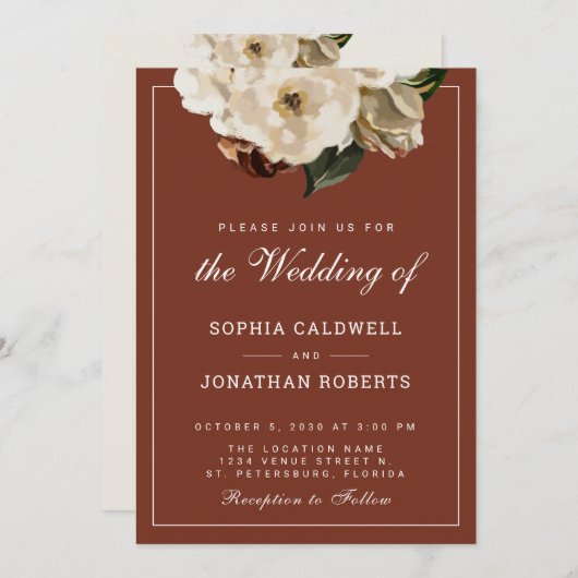 オールインワンムーディーズフローラテラコッタ結婚ズ 招待状 (正面/裏面)