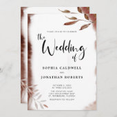 オールインワンムーディー秋の葉結婚の書道 招待状 (正面/裏面)