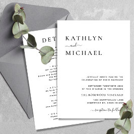 オールインワンモダンタイポグラフィミニマ結婚リスト 招待状