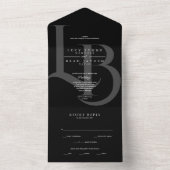 オールインワンモダンブラックジオメトリックウェディング招待 オールインワン招待状 (内側)