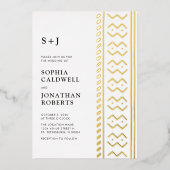 オールインワンモダンボホムードクロス結婚モノグラム 箔招待状 (正面)