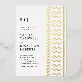 オールインワンモダンボホムードクロス結婚モノグラム 箔招待状