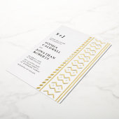 オールインワンモダンボホムードクロス結婚モノグラム 箔招待状 (回転した状態)