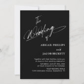 オールインワンモダンミニマリスト結婚ブラック 招待状 (正面)