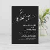 オールインワンモダンミニマリスト結婚ブラック 招待状 (スタンド正面)