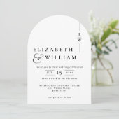 オールインワンモダンモノグラムQRコード結婚のアーチ 招待状 (スタンド正面)