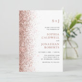 オールインワンモノグラムバラ金ゴールド結婚グリッター 招待状 (スタンド正面)