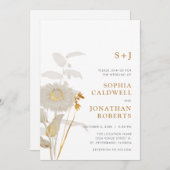 オールインワンモノグラムヴィンテージ結婚フローラ 招待状 (正面/裏面)