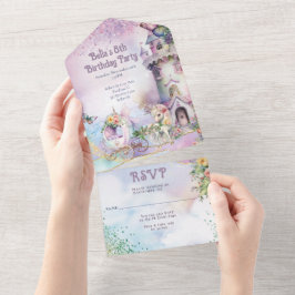 オールインワンユニコーン誕生日招待状 オールインワン招待状