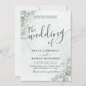 オールインワンユーカリプタスセージ結婚グリーン 招待状 (正面)