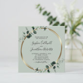 オールインワンユーカリ金ゴールドセージ結婚スクエア 招待状 (スタンド正面)