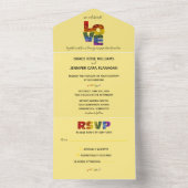 オールインワンラブ黄色をテーマにした同性結婚性 オールインワン招待状 (内側)