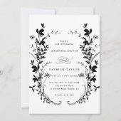 オールインワンワイルドフラワーシルエットリース結婚 招待状 (正面)