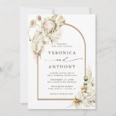 オールインワンワイルドボホプロテアパンパスグラス結婚ズ 招待状 (正面)