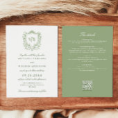 オールインワンヴィンテージクレストモノグラムQRコー結婚ド 招待状