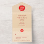 オールインワン中国の長寿誕生日招待状 オールインワン招待状 (内側)