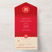 オールインワン中国の長寿誕生日招待状 オールインワン招待状 (内側)